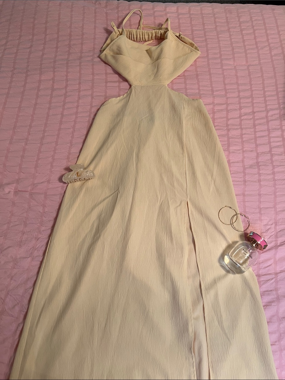 Sleeveless Cream Cutout Maxi Dress